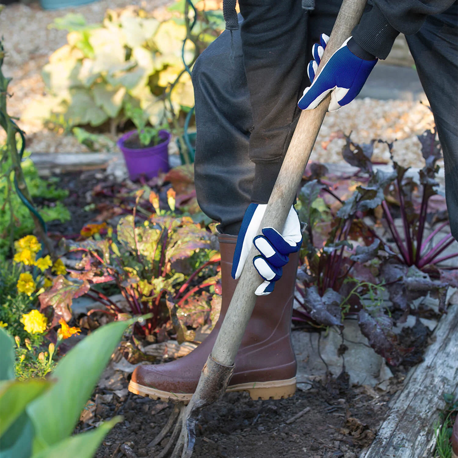 Marineblauwe tuinleren Jardy handschoen - Image 3